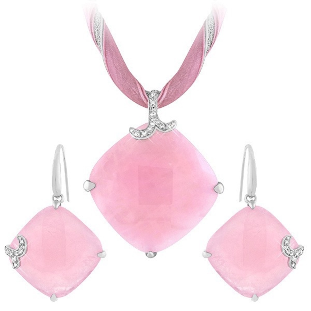 24 HRS SALE ONLY  Authentic Rose Quartz - Silver 9.25 set